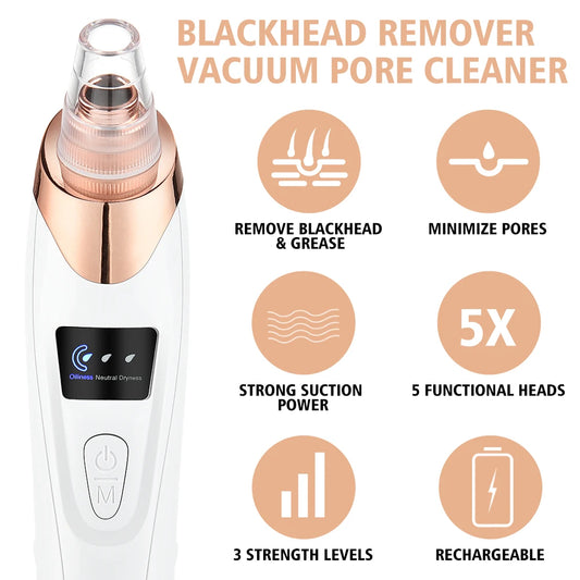 Professional Vacuum Blackhead Remover | Pore Suction Acne Cleanser with Multi-Functional Beauty Heads