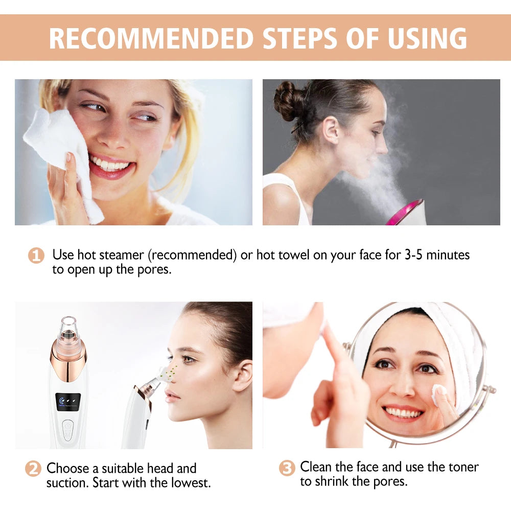 Professional Vacuum Blackhead Remover | Pore Suction Acne Cleanser with Multi-Functional Beauty Heads