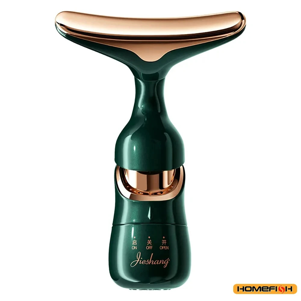 3-in-1 Microcurrent Face & Neck Lifting Device | Anti-Wrinkle LED Photon Therapy Sculpting Massager