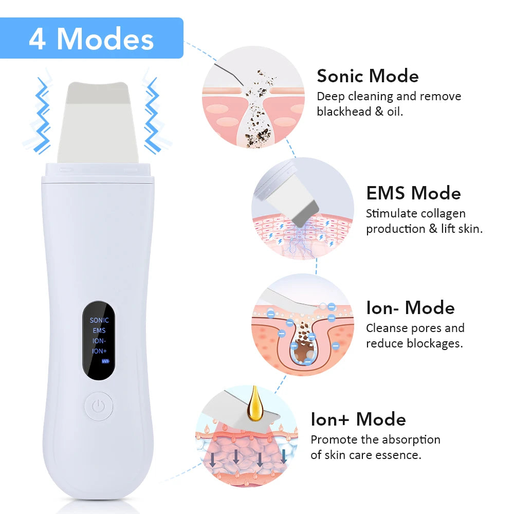 Ultrasonic Skin Scrubber with LCD Display | Deep Facial Cleansing & Blackhead Remover Pore Cleaner