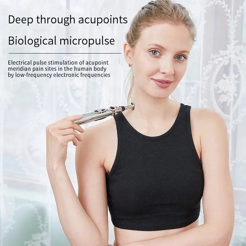 Electric Acupuncture Pen | Pulse Meridian Massage Pen for Face Lifting & Body Pain Relief
