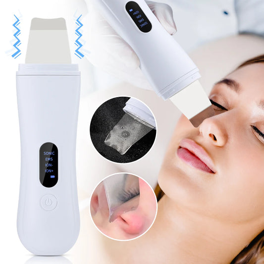 Ultrasonic Skin Scrubber with LCD Display | Deep Facial Cleansing & Blackhead Remover Pore Cleaner