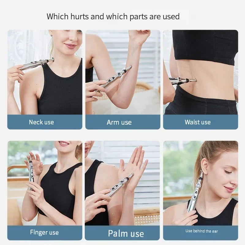 Electric Acupuncture Pen | Pulse Meridian Massage Pen for Face Lifting & Body Pain Relief